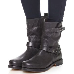 Rag & Bone Black Leather Biker Boots